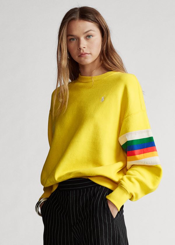 Women's Polo Ralph Lauren Rainbow-Trim Fleece Sweatshirt | 629350HKU